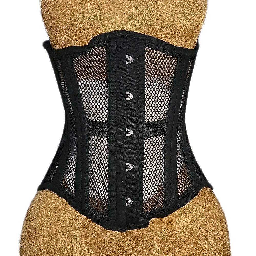 26 Inch Waist Goal Black Cotton & Mesh Corset – 12-Inch Length| Signature Shape CC-700