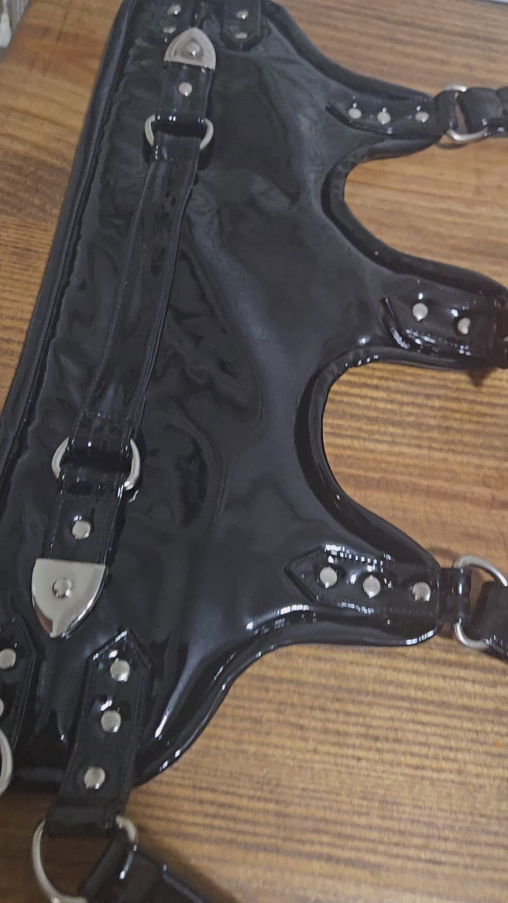 Split color+ PVC Corset with straps+ Posture Collar+ Garter Leg Garter Straps Set