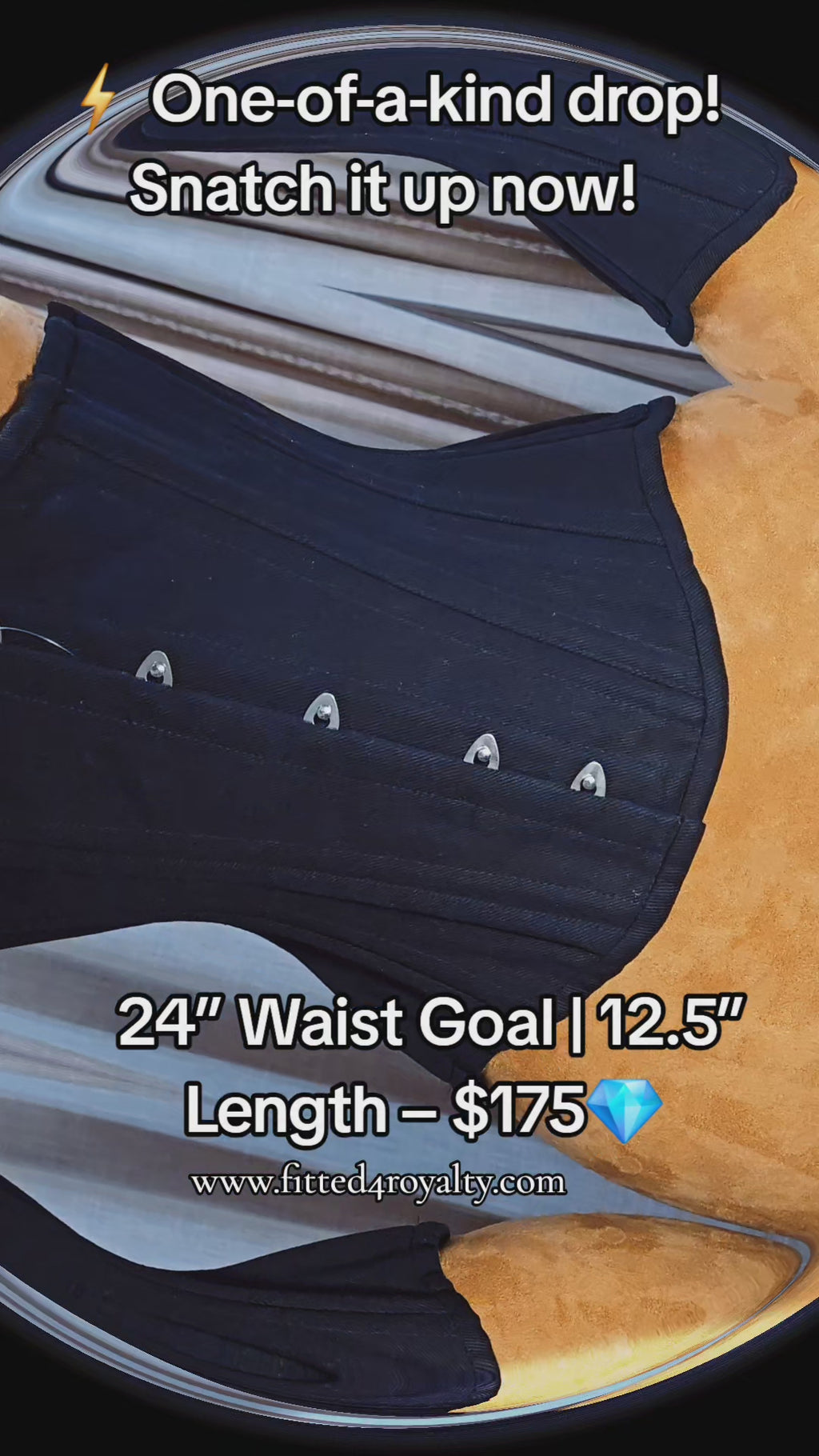 24 Waist Goal | CC-500 Signature Shape|12.5” Length Black Cotton Corset