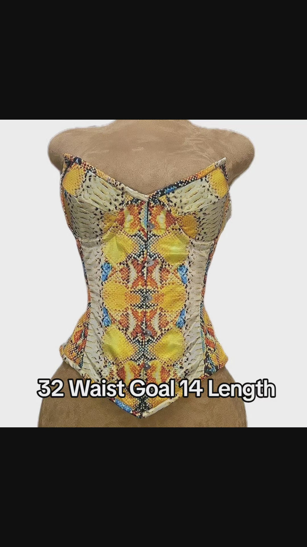 32-Inch Waist Goal| Colorful Snake Skin Print | Overbust Waist Training Corset