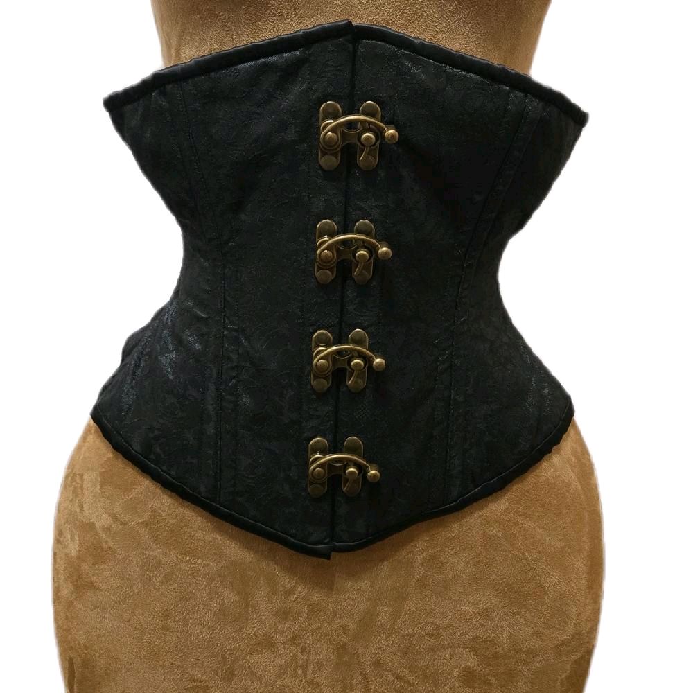 Black Brocade Corset – Swing Style | 26-Inch Waist Goal | 12.5-Inch Length