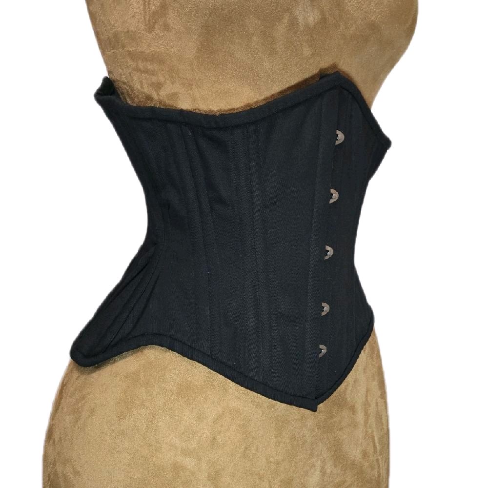Black Cotton Waist Training Corset – 26" Waist Goal, 11.5" Length