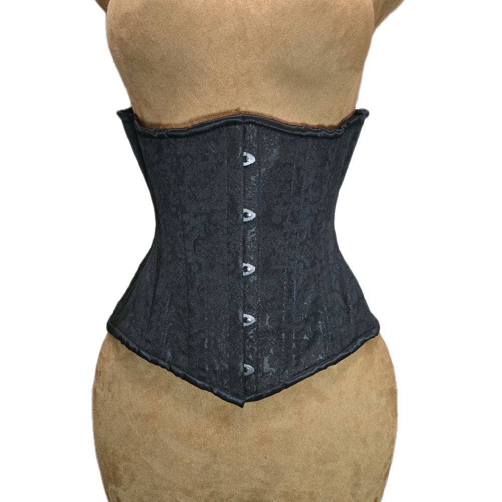 Black Brocade Waist Training Corset – 24-Inch Waist Goal | 12” Length | Elegant  Design