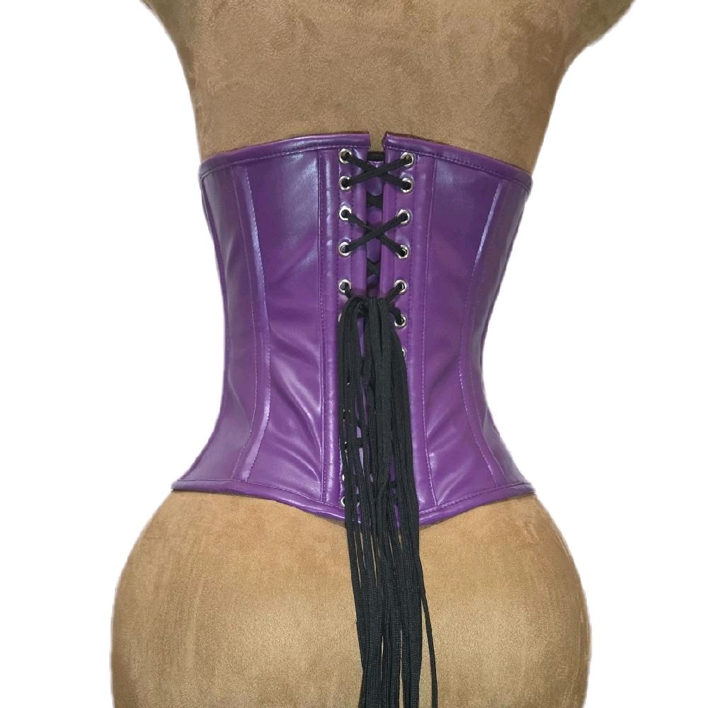 Purple Leather Waist Training Corset – 26-Inch Waist Goal, 10½-Inch Length