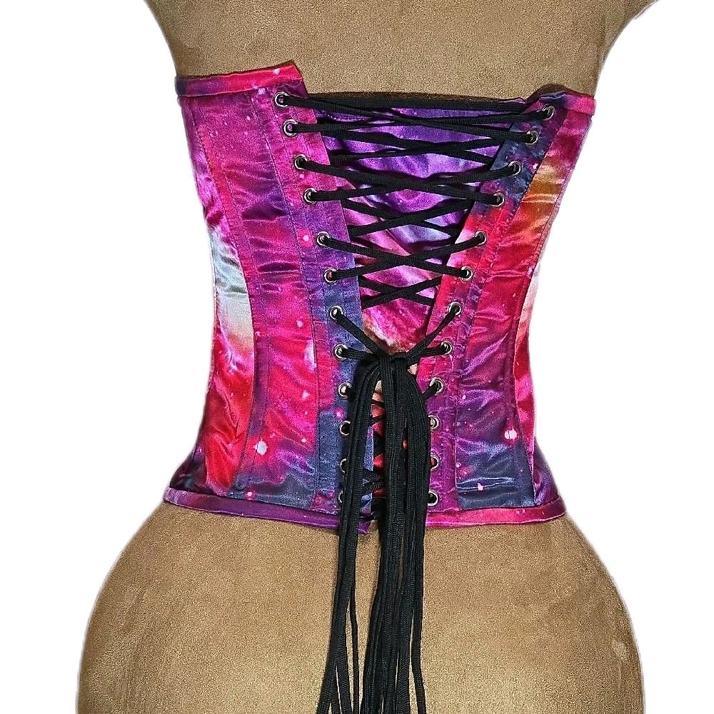 Pink, Purple & Red Galaxy Overbust Corset – 26" Waist Goal