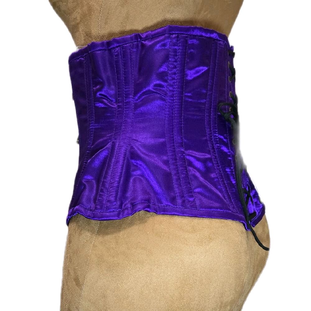 Purple Satin Waist Training Corset with Antique Swing Clasp – 32" Waist Goal, 12" Length