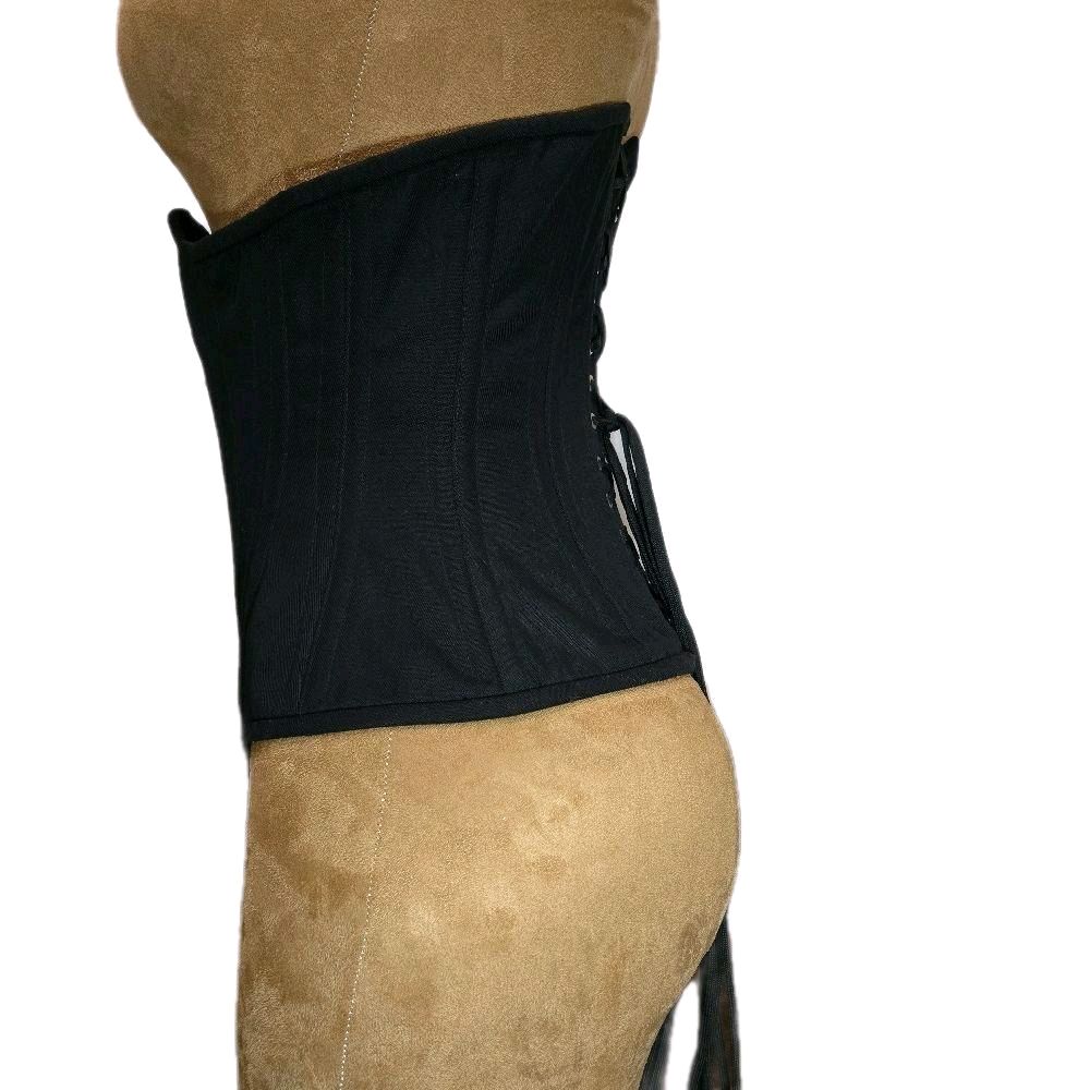 Black Cotton Waist Training Corset – 26″ Waist Goal, 13″ Length