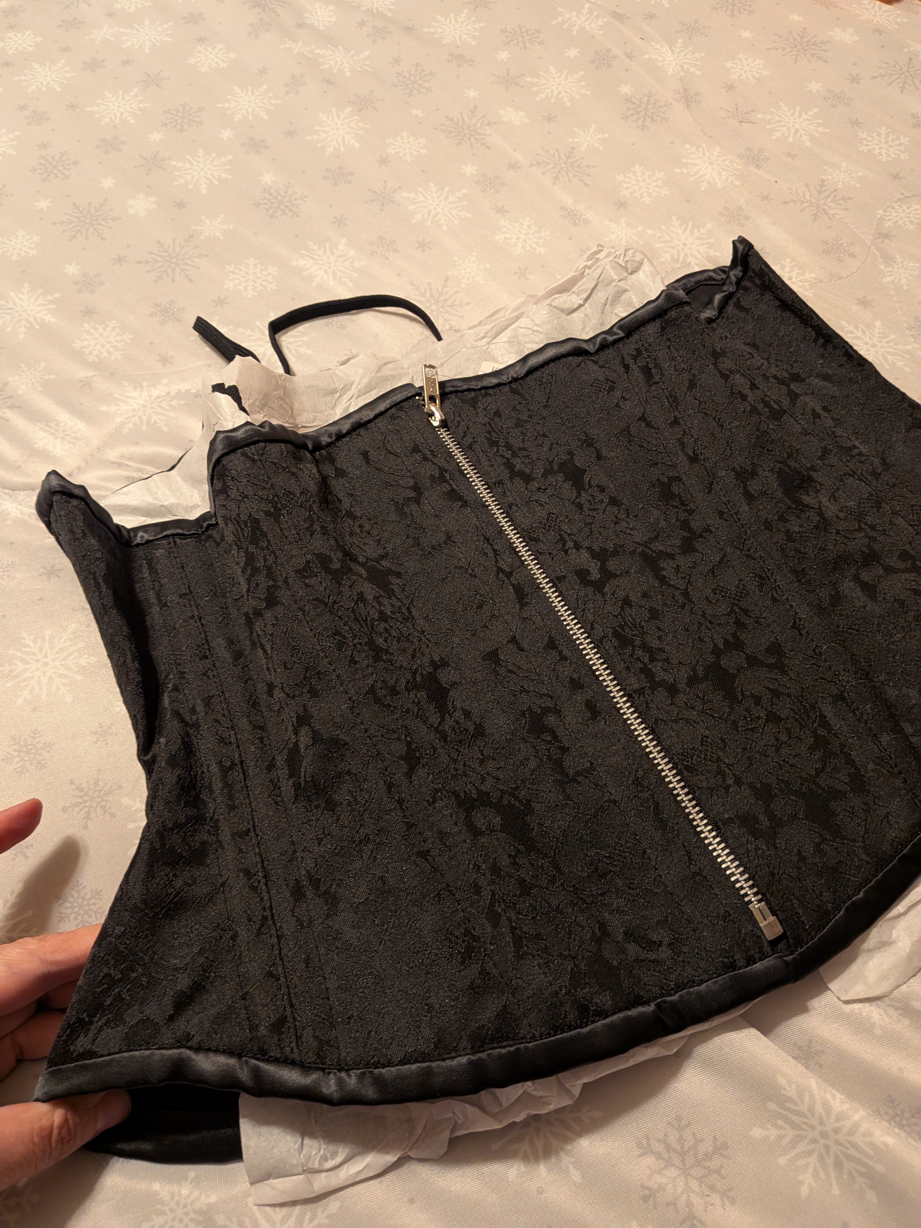 Black Brocade Zipper Waist Training Corset — Signature Shape CC-500-34” Waist Goal, 12” Length