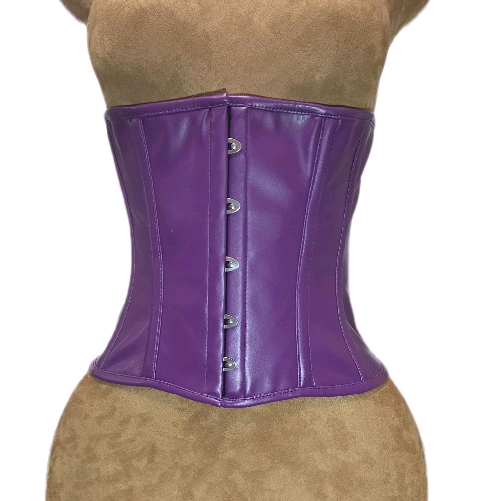 Purple Leather Waist Training Corset – 26-Inch Waist Goal, 10½-Inch Length