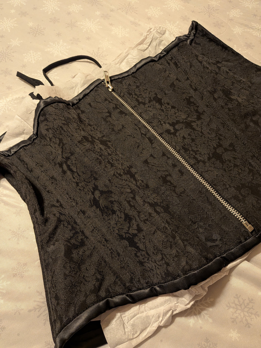 Black Brocade Zipper Waist Training Corset — Signature Shape CC-500-34” Waist Goal, 12” Length