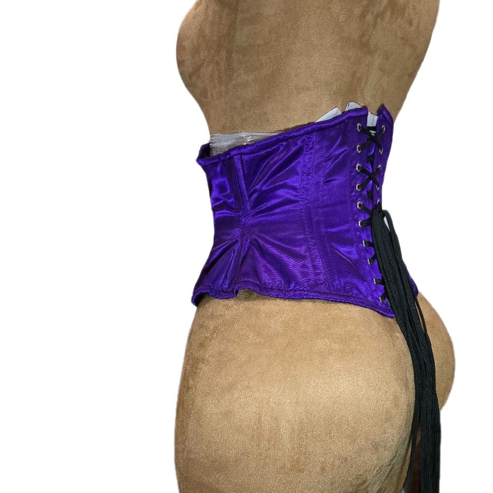 Purple Satin Steel Boned Waist training corset 26 inch waist goal 10 length | waspie |