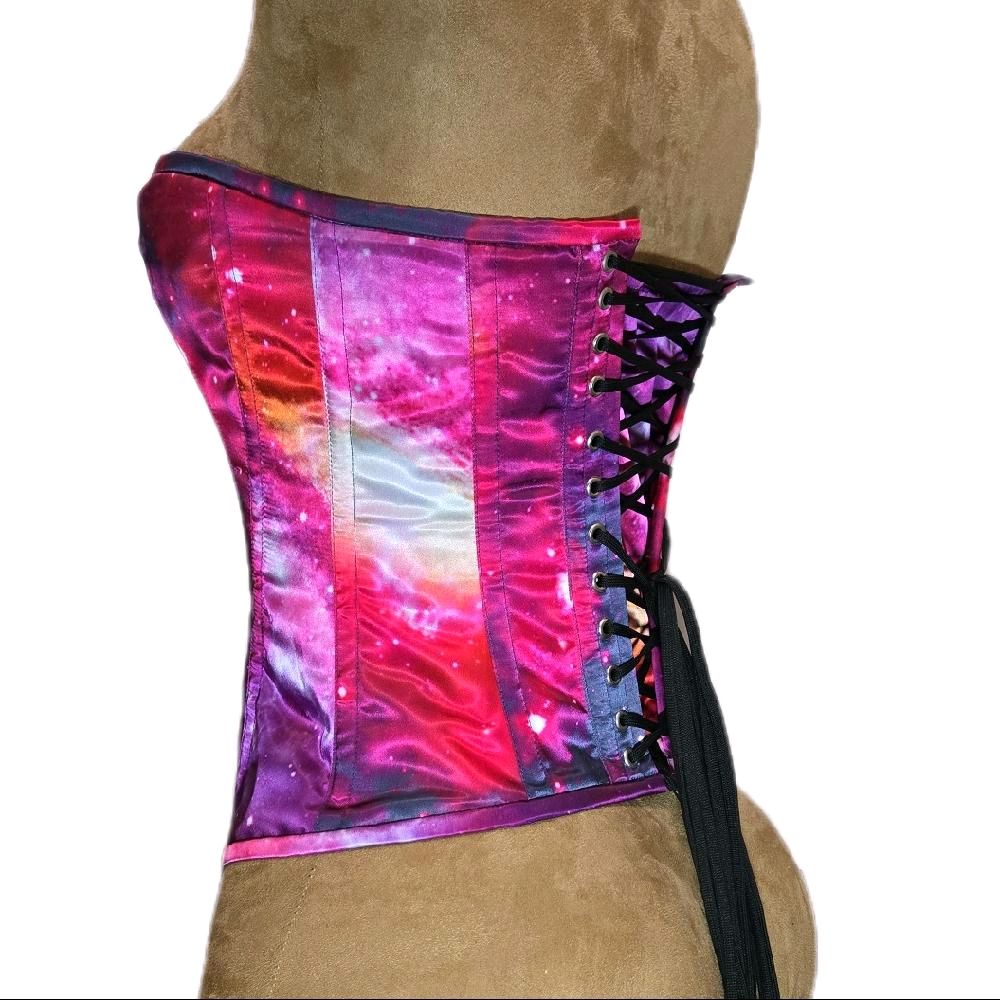 Pink, Purple & Red Galaxy Overbust Corset – 26" Waist Goal