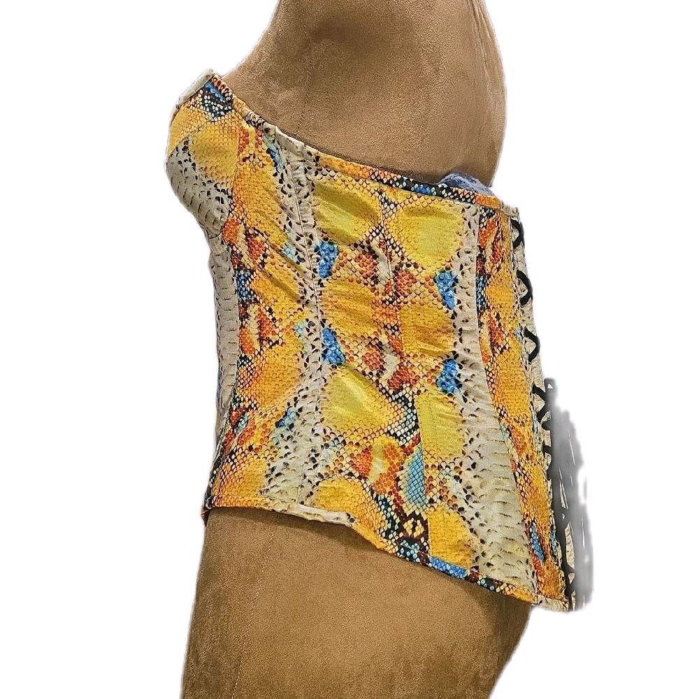 32-Inch Waist Goal| Colorful Snake Skin Print | Overbust Waist Training Corset