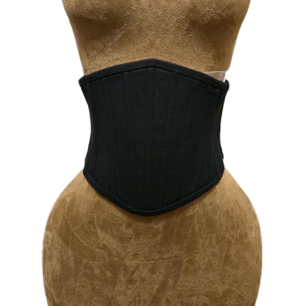 Unisex/Men’s Black Cotton WASPIE Corset | 28" Waist Goal | 9" Length | Buskless