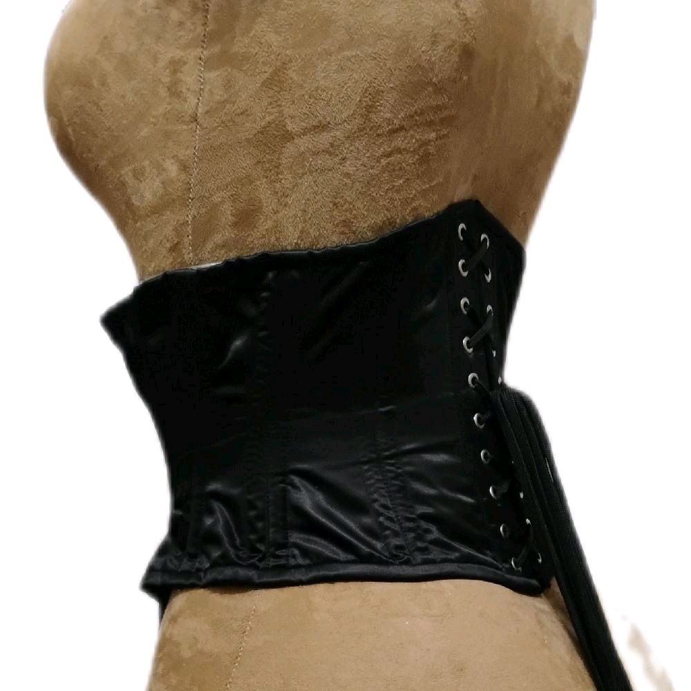 Black Satin Waist Training Corset | 26" Waist Goal | 9.5" Length | Steel Boned