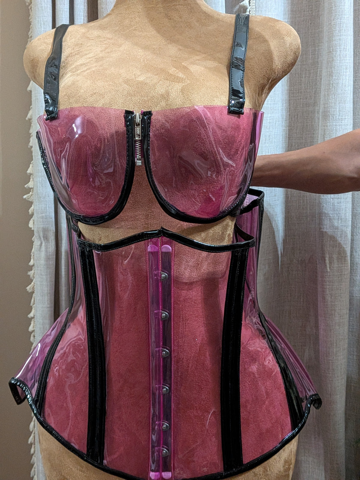 Custom purple PVC corset and bra