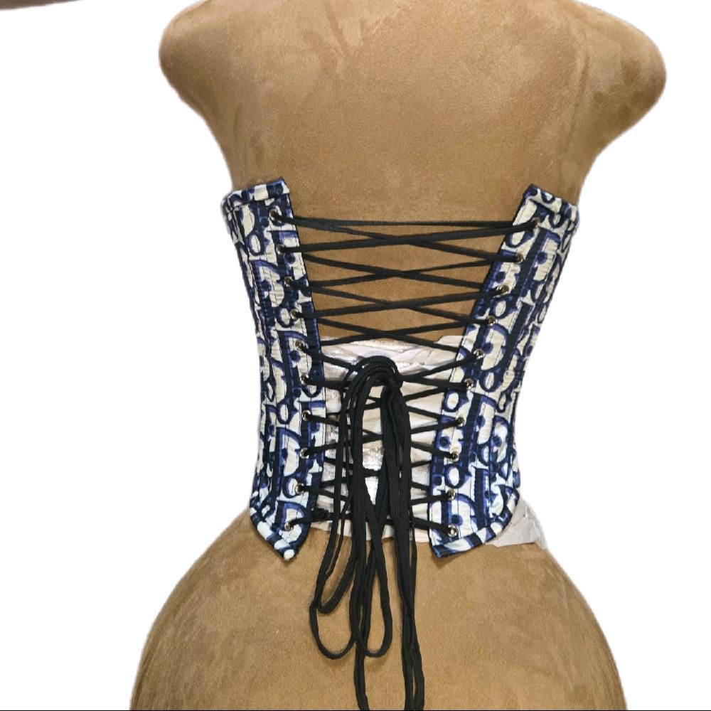 🖤💙 Designer Print Overbust Corset – 24" Waist Goal | 12” Center Length 🤍