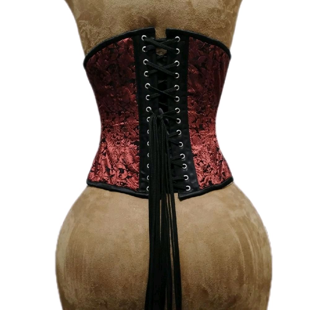 Red and black brocade 26 waist 11 length waist training corset
