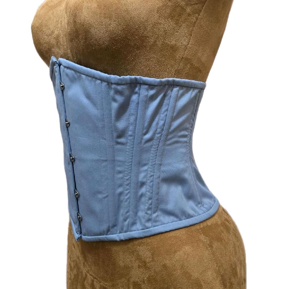 Dusty Blue Cotton Corset | 28" Waist Goal | 11½" Length