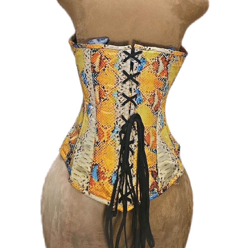 32-Inch Waist Goal| Colorful Snake Skin Print | Overbust Waist Training Corset