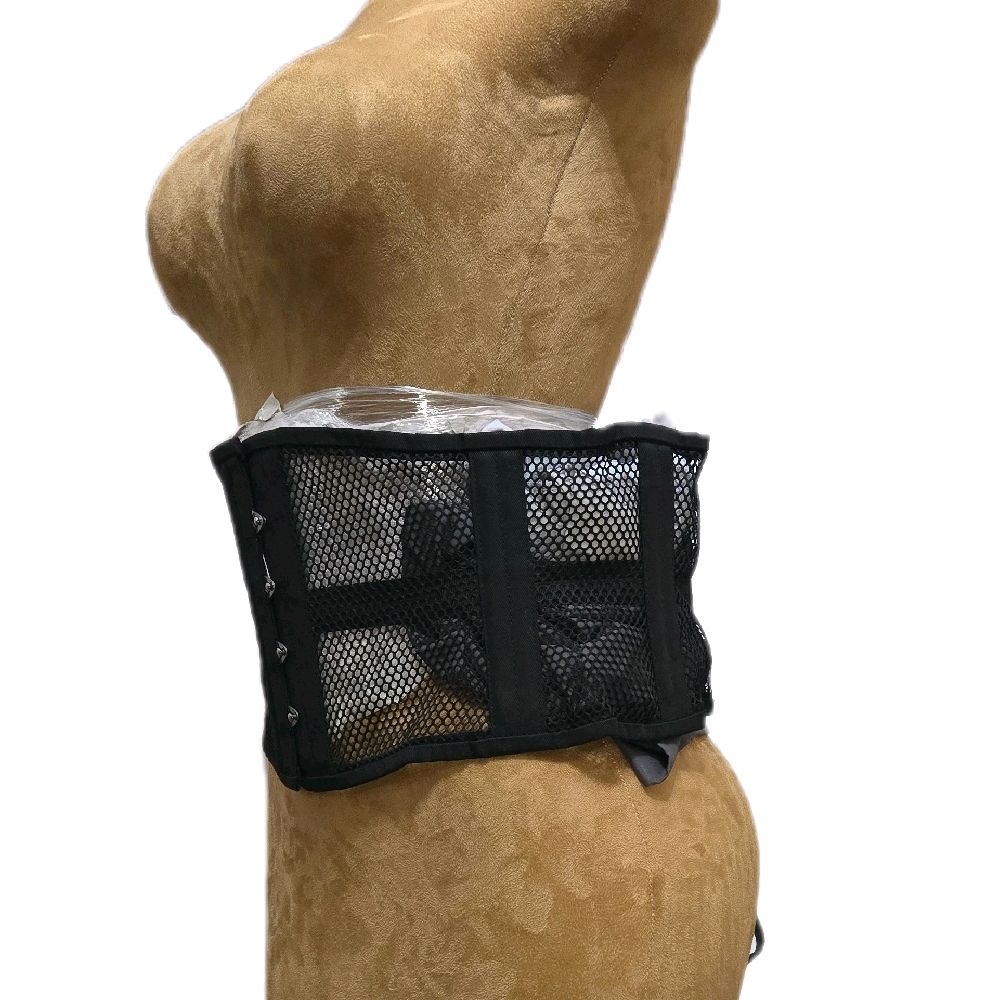 36-inch waist goal | 8-inch length | Black Cotton & Mesh Corset