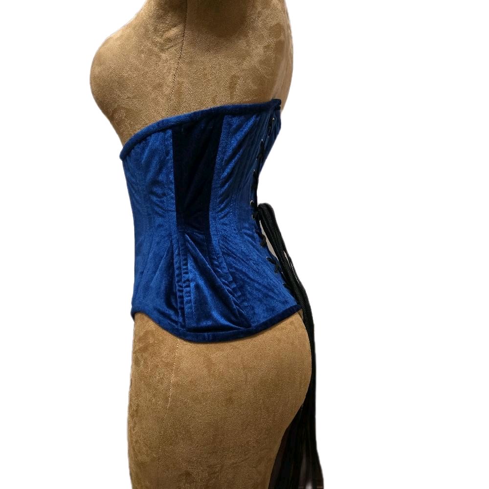 Blue Velvet Santa Muerte Corset | 24" Waist Goal | 12" length