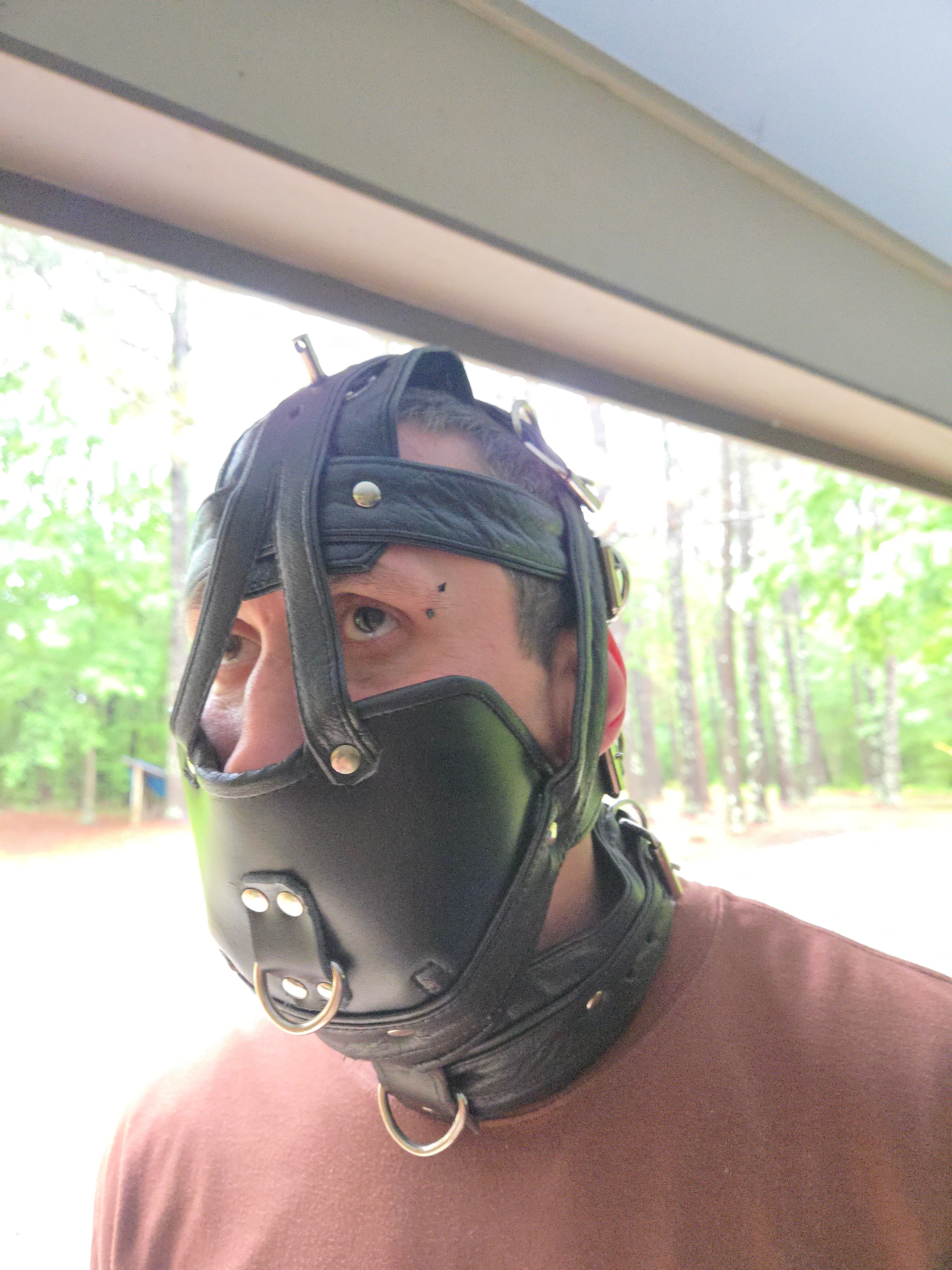 Adjustable Genuine Leather Muzzle Mask – Lockable D-Ring Design- Ready to ship