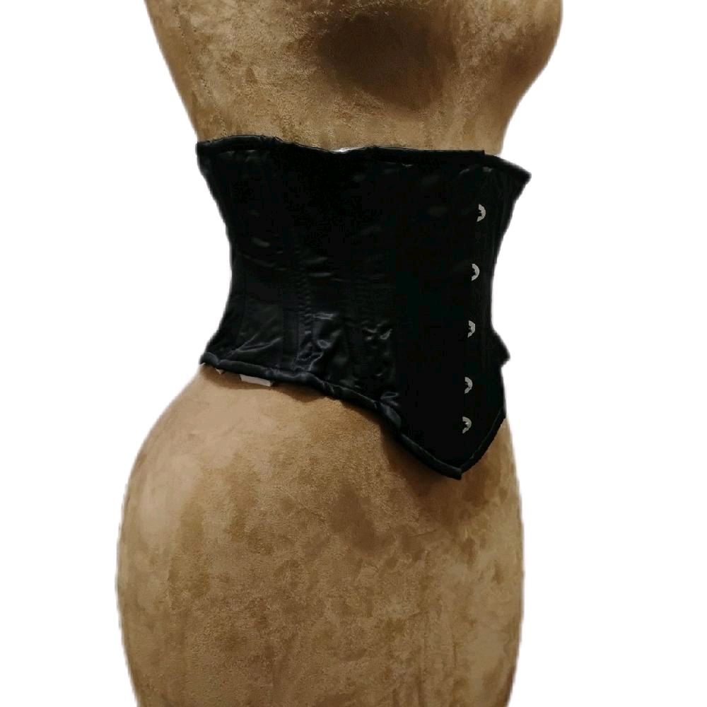 Black Satin Waist Training Corset | 26" Waist Goal | 9.5" Length | Steel Boned