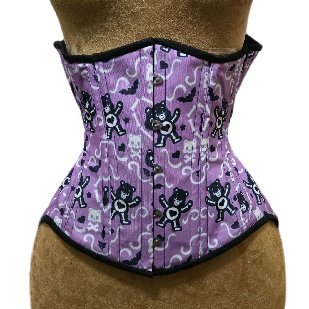 Purple Spooky Bear Cotton Corset | 28" Waist Goal | 12" Length