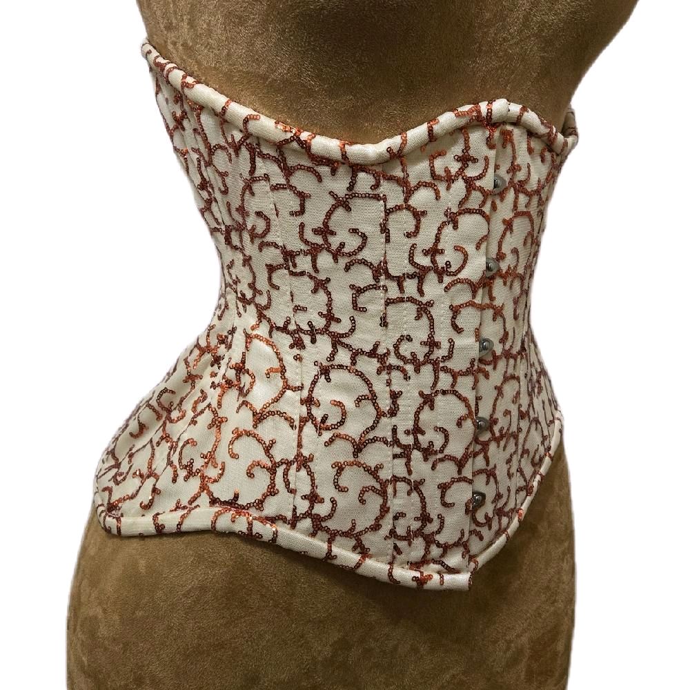Orange Creamsicle Corset with Sequin Beaded Detailing | 22" Waist Goal | 11" Length