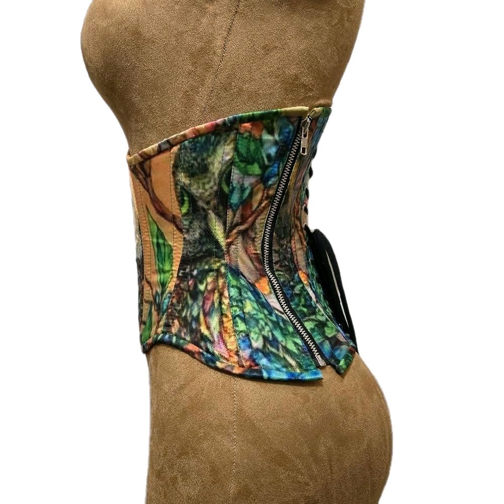 Printed Owl WASPIE Hidden Side  Zipper Corset | 24" Waist Goal | 10" Length Shapewear