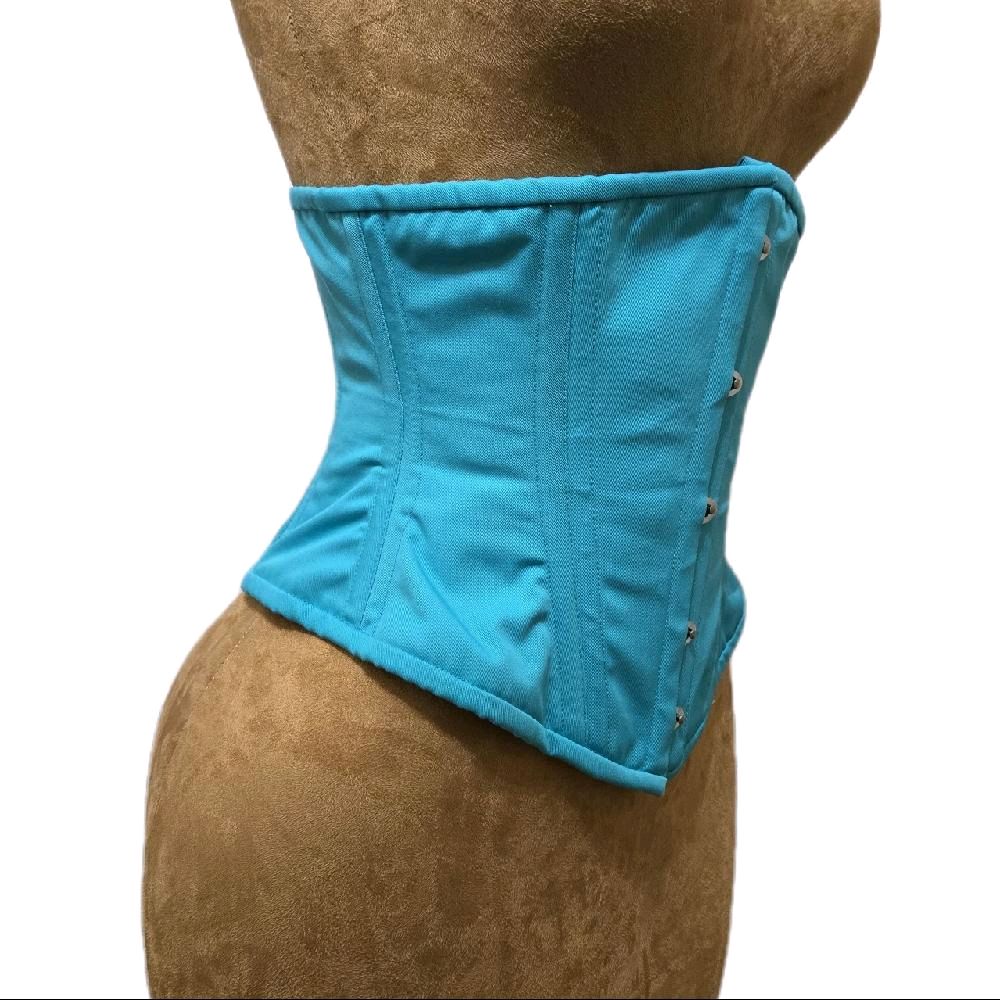 Teal Cotton Waist Training Corset – 26-Inch Waist Goal | 12-Inch Length