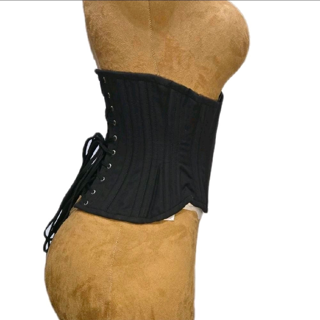 Black Brocade Zipper Waist Training Corset — Signature Shape CC-500-34” Waist Goal, 12” Length