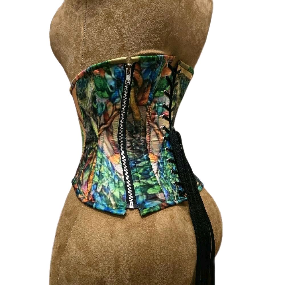 Printed Owl WASPIE Hidden Side  Zipper Corset | 24" Waist Goal | 10" Length Shapewear