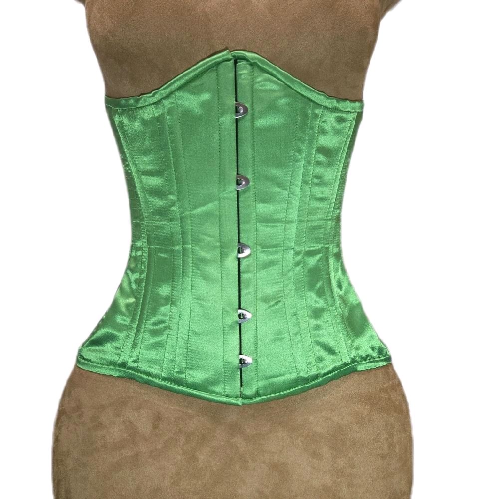 Green Apple Satin Corset – 26-Inch Waist Goal, 12-Inch Length Waist Trainer