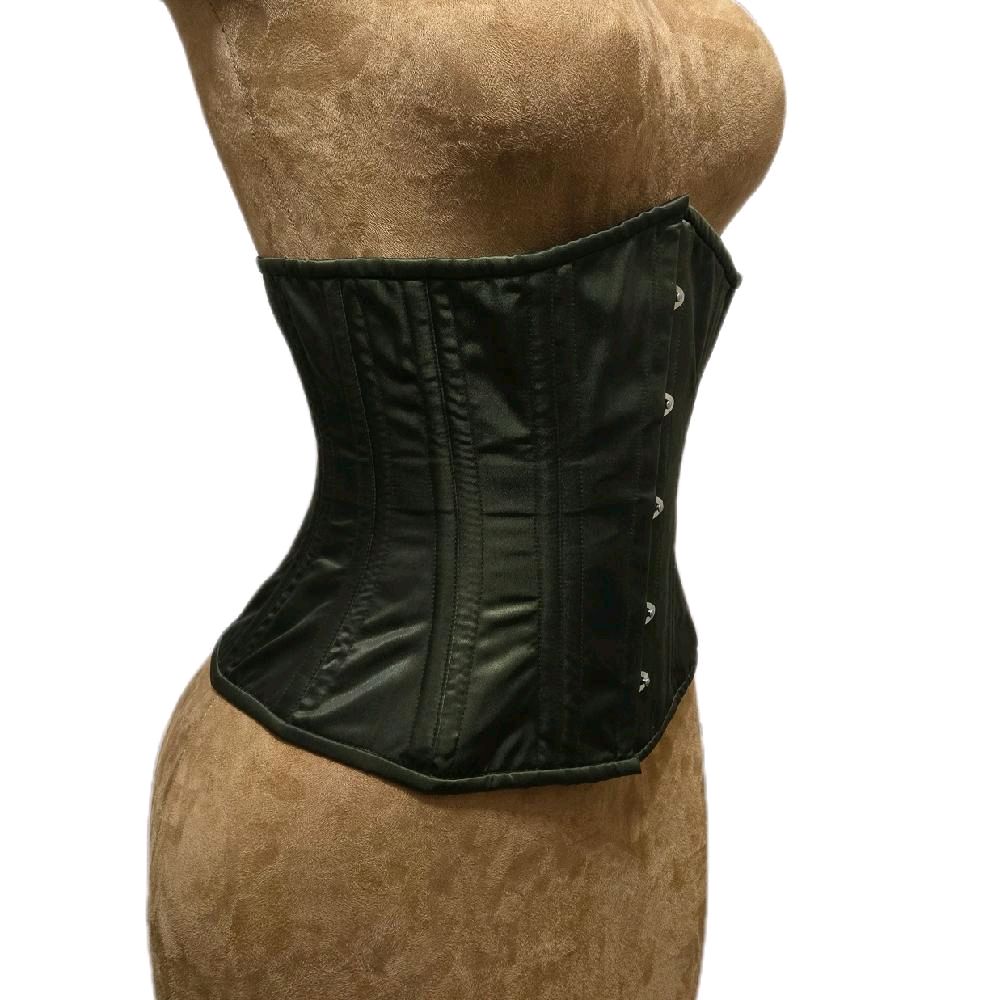 Olive green Satin Waist Training Corset – 26″ Waist Goal, 12″ Length