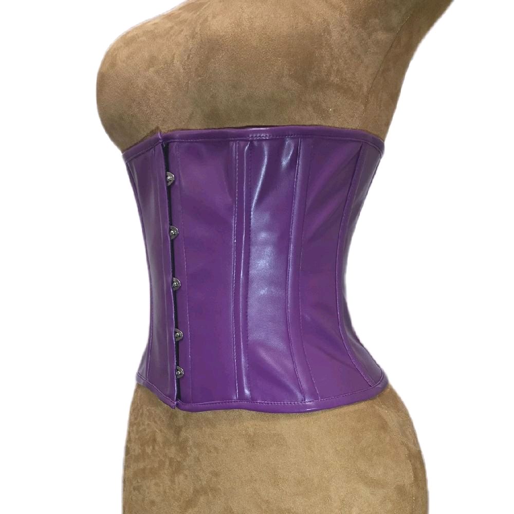 Purple Leather Waist Training Corset – 26-Inch Waist Goal, 10½-Inch Length
