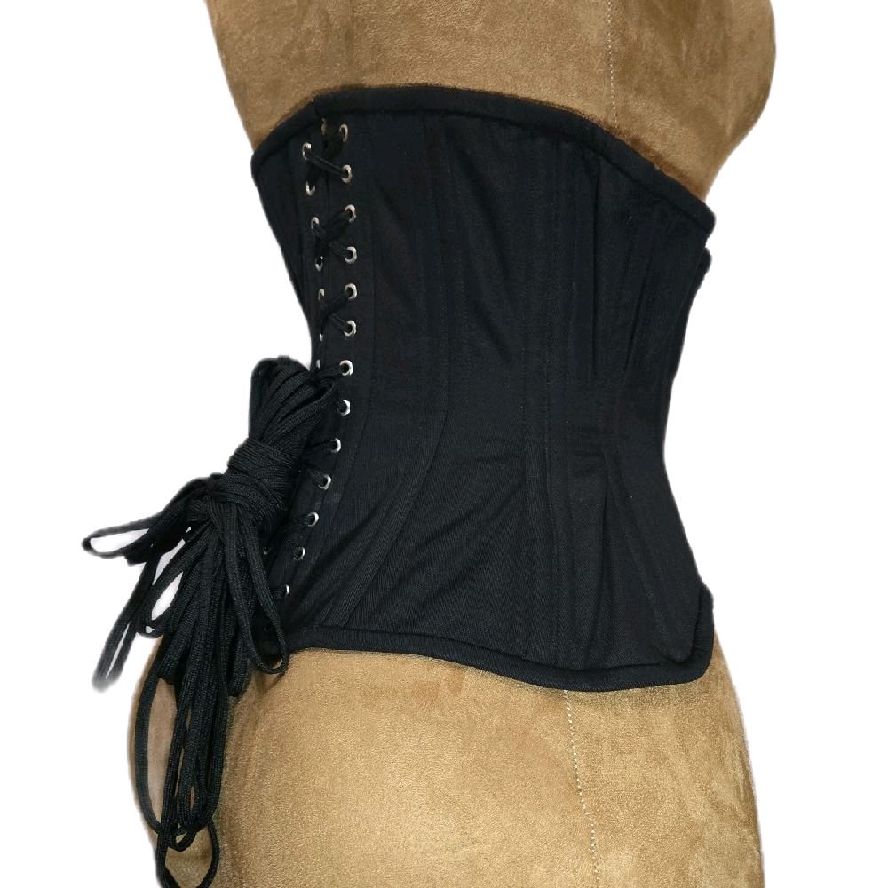 Black Cotton Waist Training Corset – 26" Waist Goal, 11.5" Length