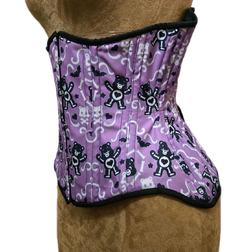 Purple Spooky Bear Cotton Corset | 28" Waist Goal | 12" Length