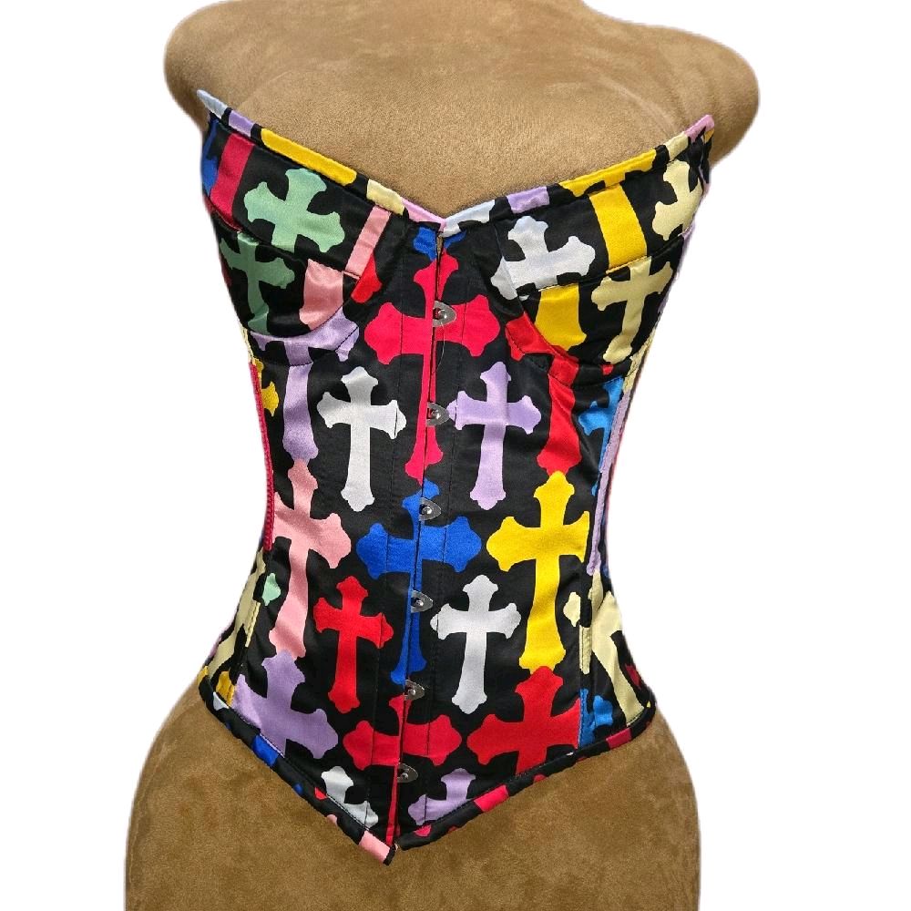 RAINBOW CROSS Overbust Corset 26" Waist Goal • 14.5" Length •