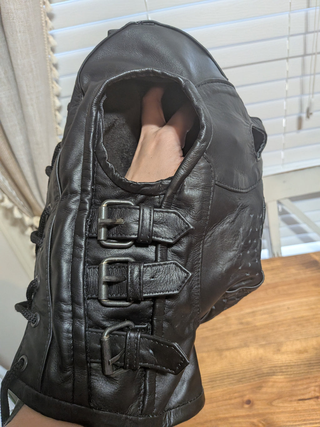 Leather hood mask