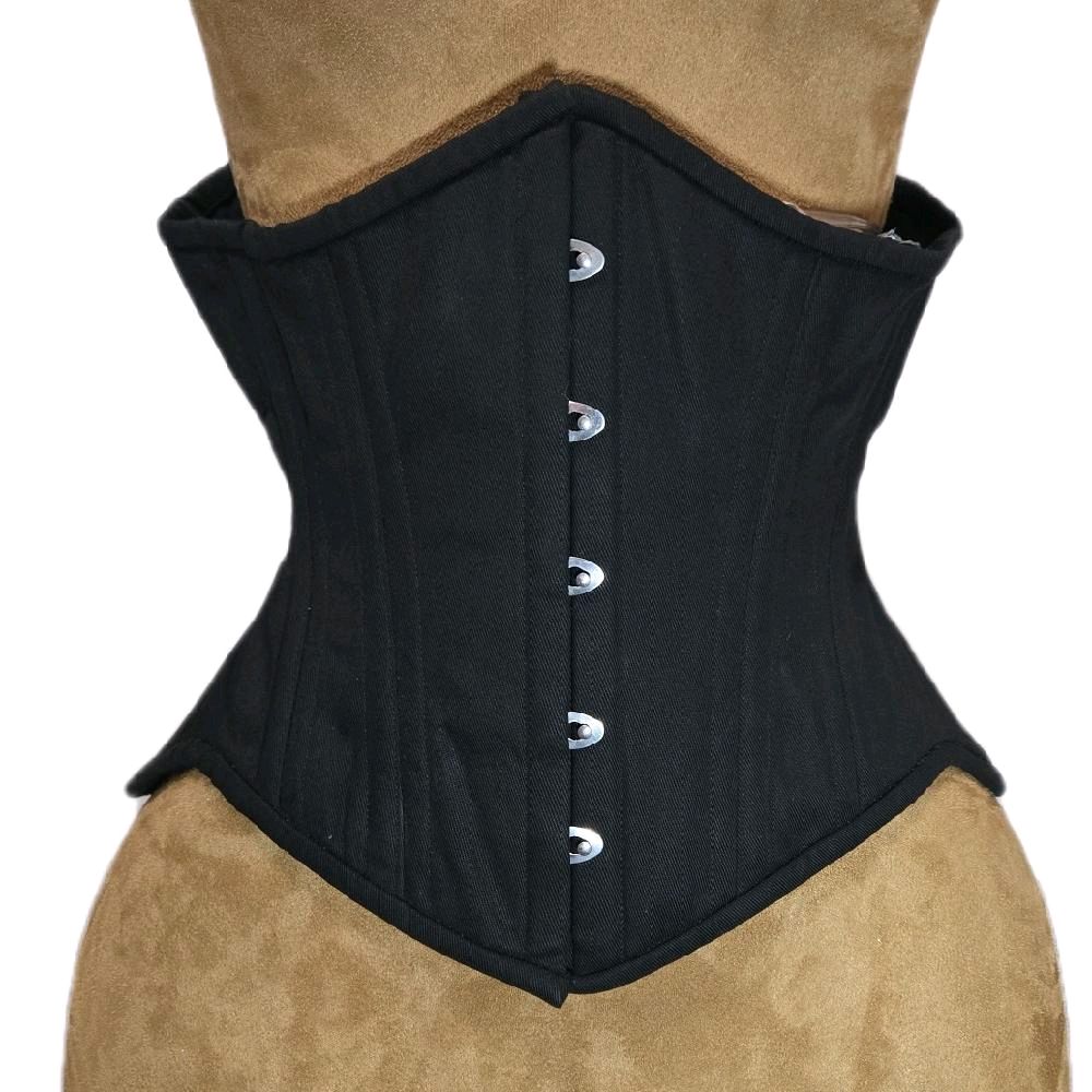 Black Cotton Waist Training Corset – 26" Waist Goal, 11.5" Length