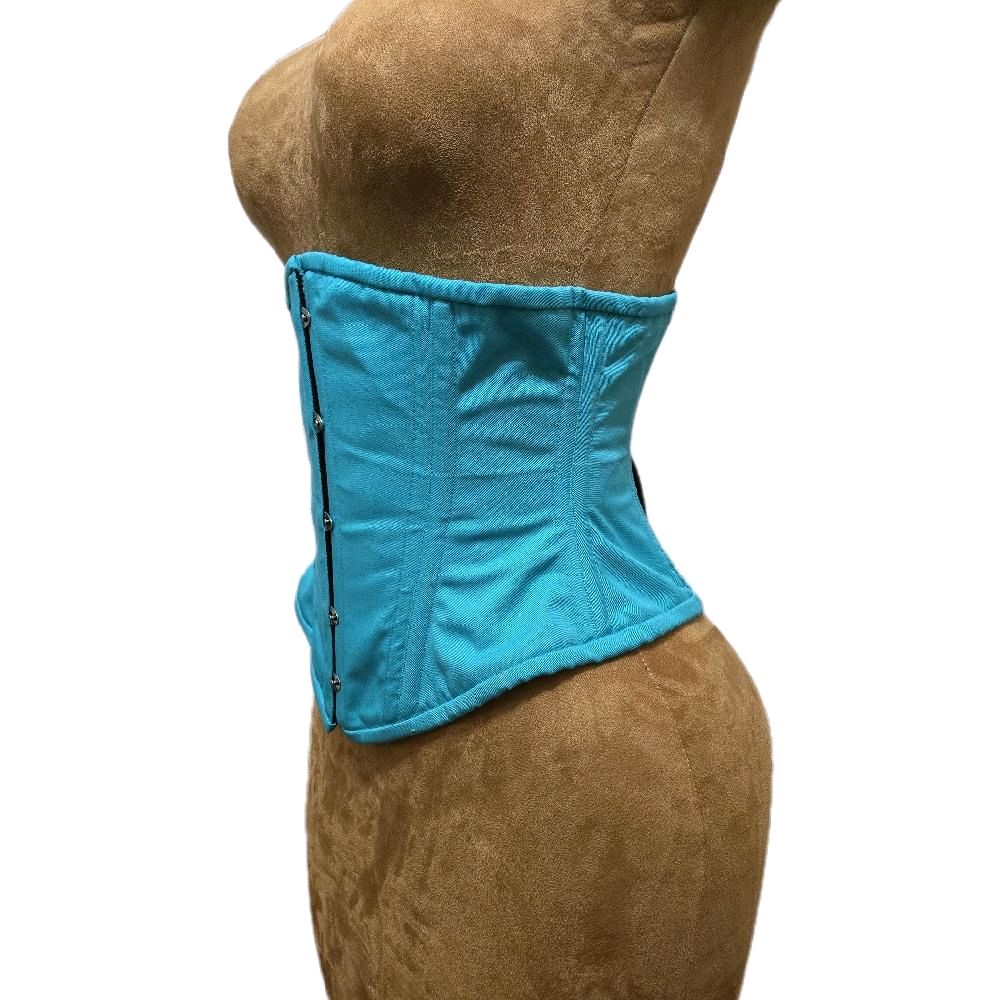 Teal Cotton Waist Training Corset – 26-Inch Waist Goal | 12-Inch Length
