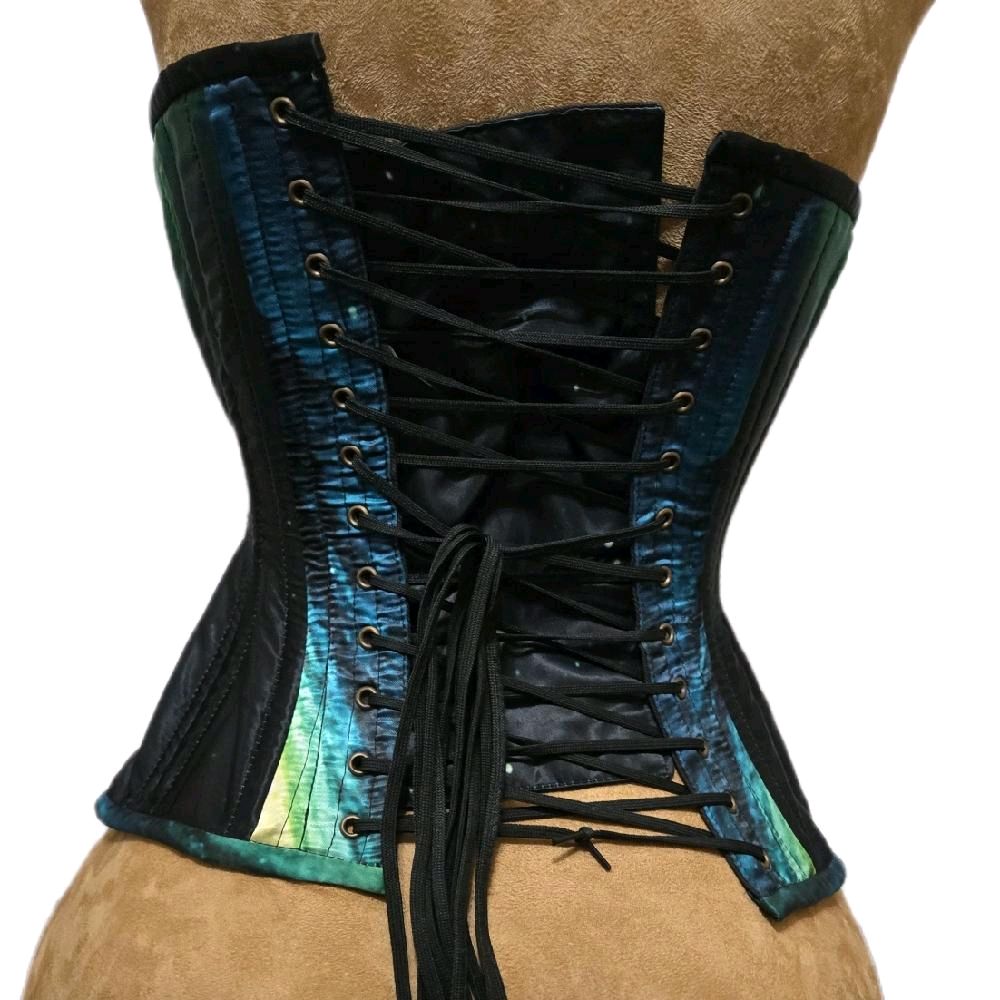 Green & black galaxy Ombre Corset – 20” Waist, Swing Clasp, Curvy Hourglass Waist Trainer