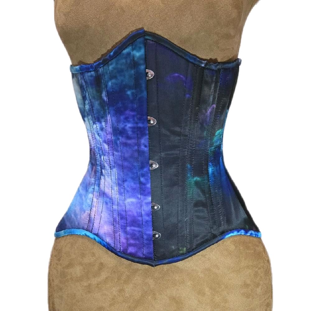 Blue Green Purple Galaxy Waist Training Corset – 24-Inch Waist Goal, 13-Inch Length