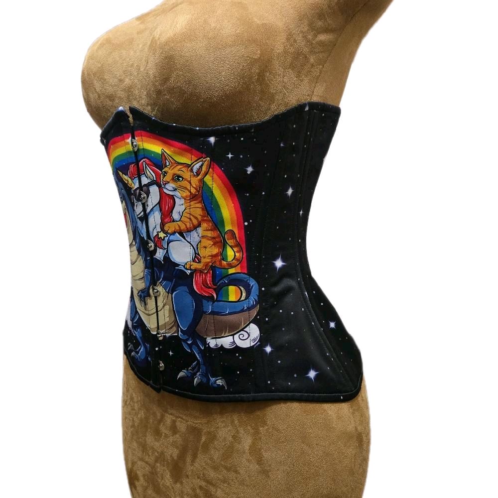 Fun Print Galaxy Unicorn, Dino & Cat Corset | 28" Waist Goal | 13" Length