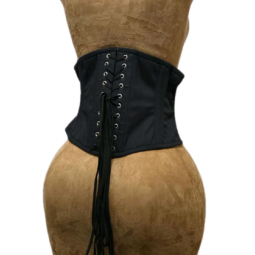 Black Cotton WASPIE Corset | 28" Waist Goal | 9 length