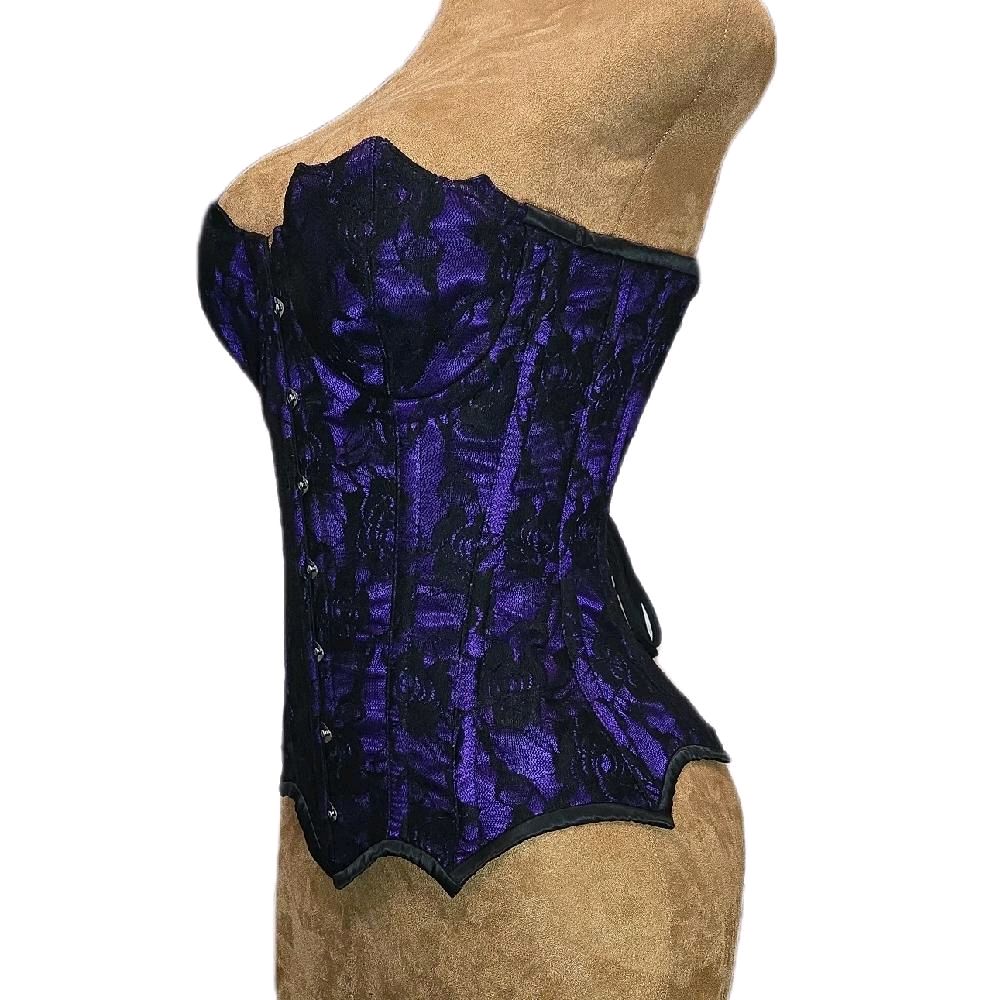 22-Inch Waist Goal | 16” Center Length | Black Rose Mesh Overlay| Mermaid Overbust