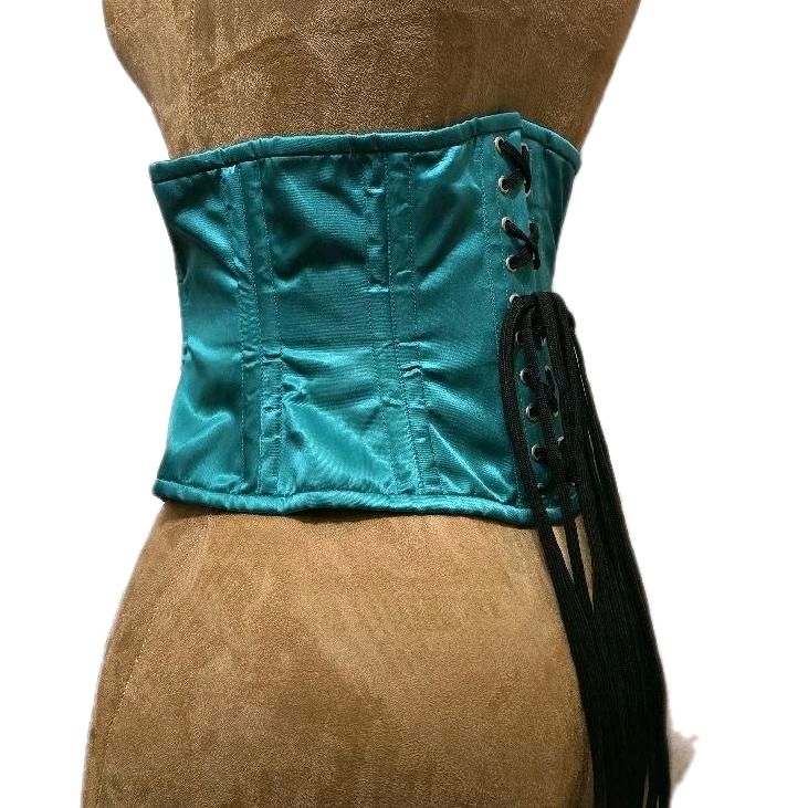 Teal Satin Corset – 28" Waist Goal | 9" Length Waspie Belt