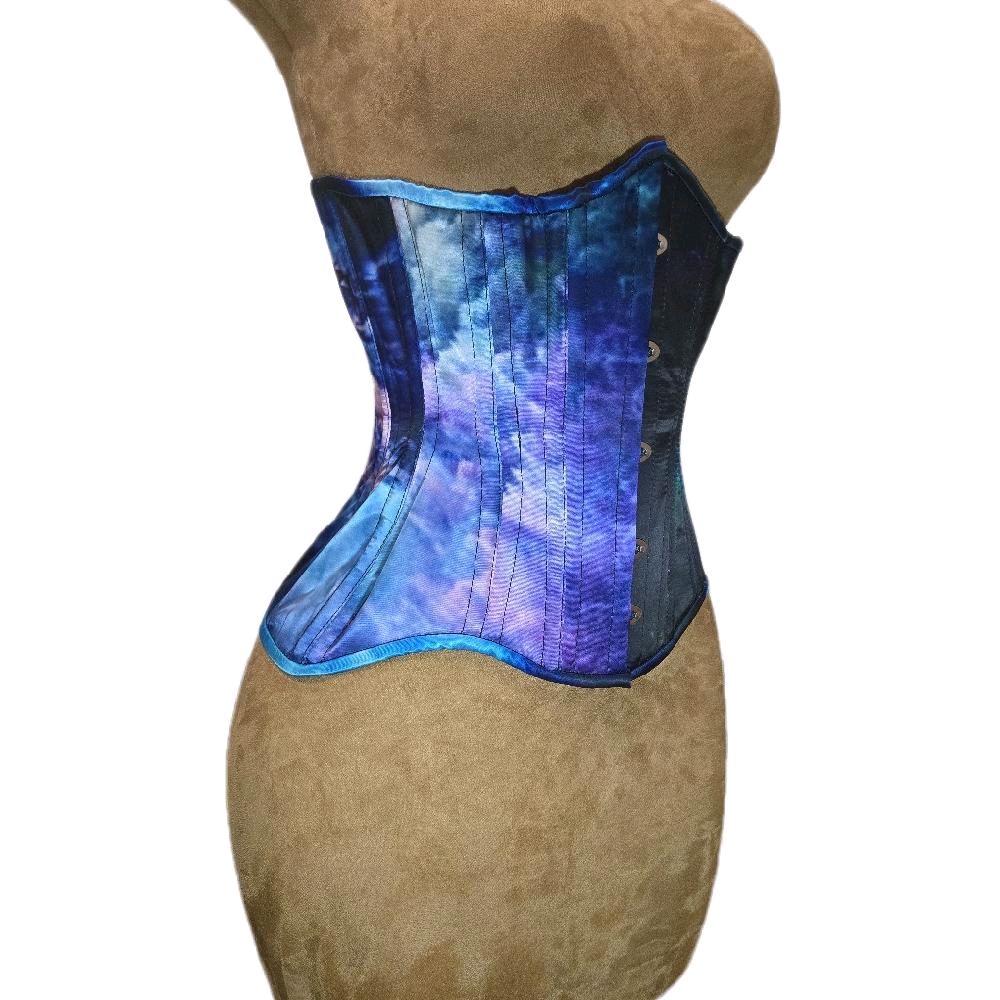 Blue Green Purple Galaxy Waist Training Corset – 24-Inch Waist Goal, 13-Inch Length